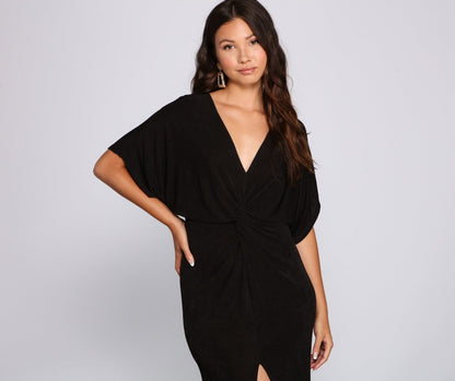 Twist Of Fate Charming Wrap Midi Dress