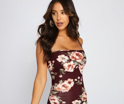 Floral Lover Stylish Ruched Midi Dress