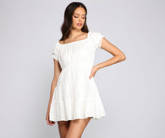 Off The Shoulder Charming Eyelet Skater Dress