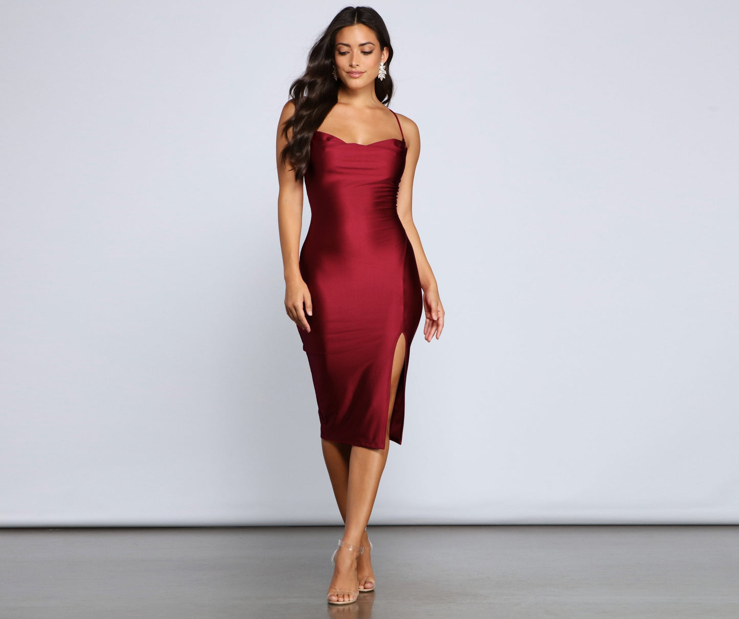 Serving Up Style Charming High Slit Midi Dress