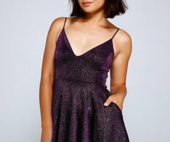 Shimmering Nights Stylish Glitter Skater Dress