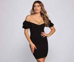 Major Knockout Stylish Puff Sleeve Bodycon