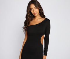 Timeless Chic One Charming Shoulder Midi Dress