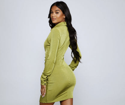 Crazy About Ruche Charming Collared Mini Dress