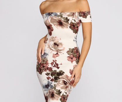 Painted In Stylish Florals Midi Dress