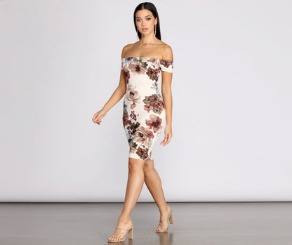 Painted In Stylish Florals Midi Dress