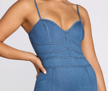 Darling In Stylish Denim Mini Dress