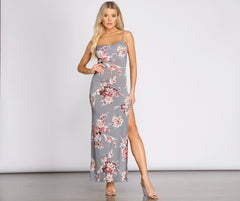 Fresh Blooms Side Charming Slit Maxi Dress