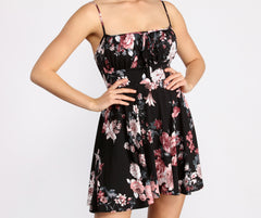 Blossom And Bloom Charming Square Neck Skater Dress