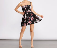 Blossom And Bloom Charming Square Neck Skater Dress