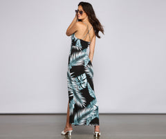Major Jetsetter Tropical Charming Print Maxi Dress
