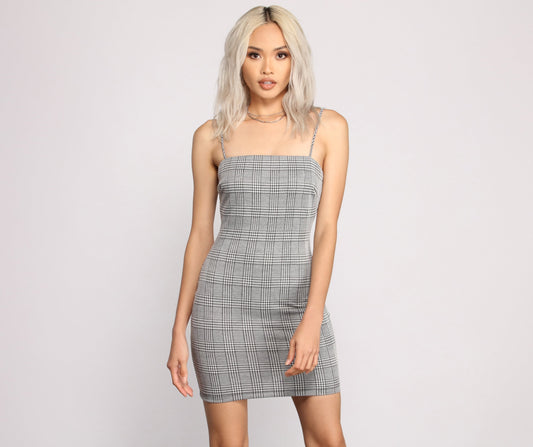 Pretty In Plaid Knit Mini Dress - Lady Occasions