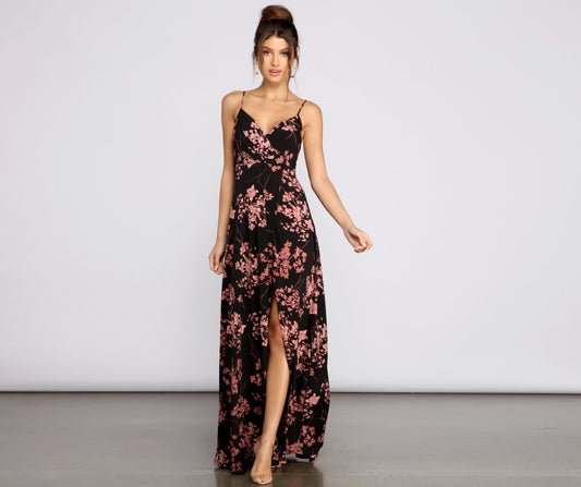 Total Sweetheart Floral High Slit Maxi Dress - Lady Occasions