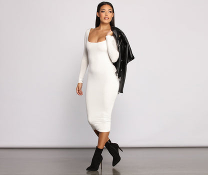 Lovin' Knit Basic Midi Dress - Lady Occasions