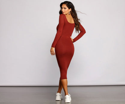 Lovin' Knit Stylish Basic Midi Dress