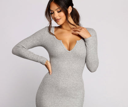 Keepin' Knit Simple Charming Ribbed Midi Dress