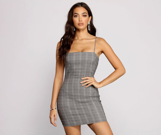 Pretty In Plaid Woven Mini Dress - Lady Occasions