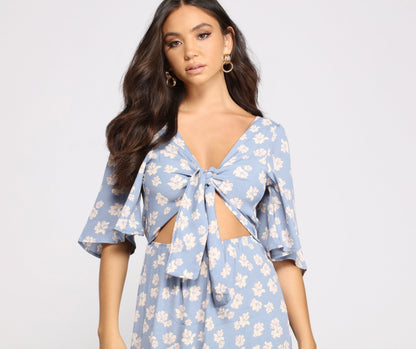 Flowy Floral Stylish Woven Midi Dress