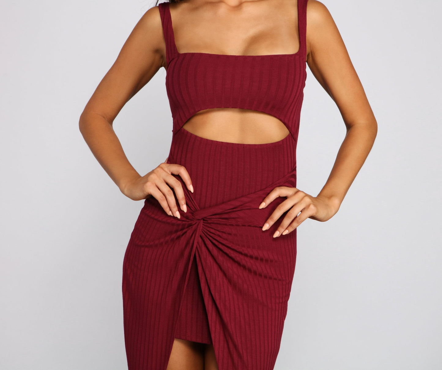 Keeping Knit Chic Charming Cutout Midi Dress