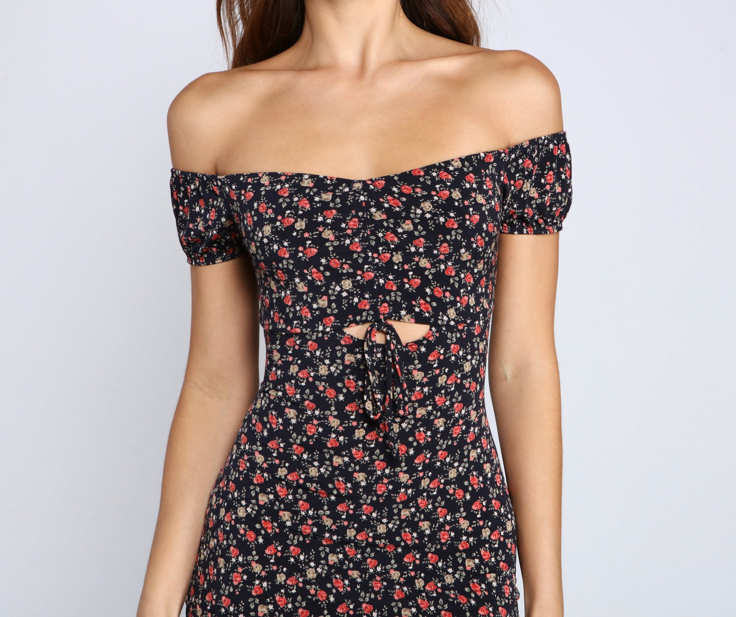 Floral Romance Stylish Ruched Mini Dress