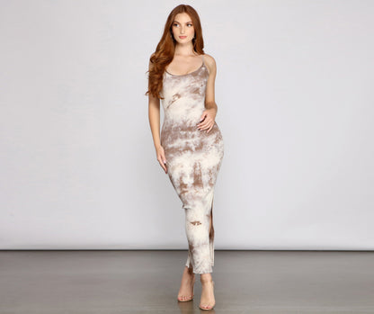 Fab And Retro Tie-Dye Graceful High Slit Maxi Dress