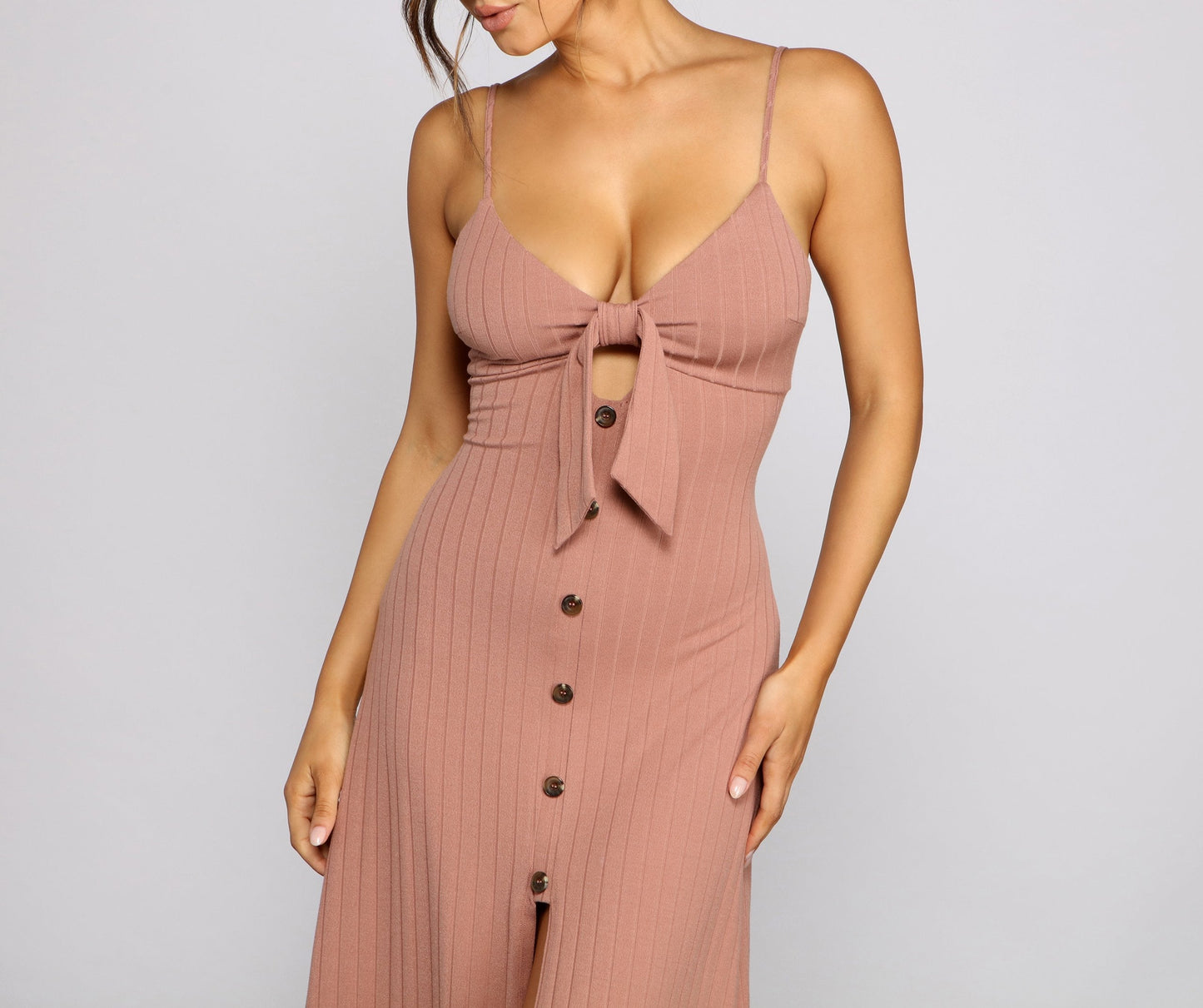 Effortless Style Stylish Tie-Front Maxi Dress