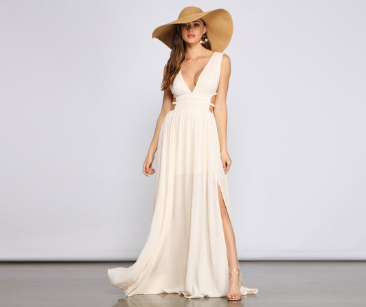 Style Icon Gauze Cutout Maxi Dress - Lady Occasions