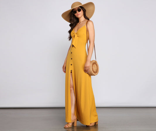 Casual Glam Ribbed Knit Maxi Dress - Lady Occasions