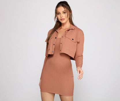 Casually Chic Ribbed Charming Knit Mini Dress