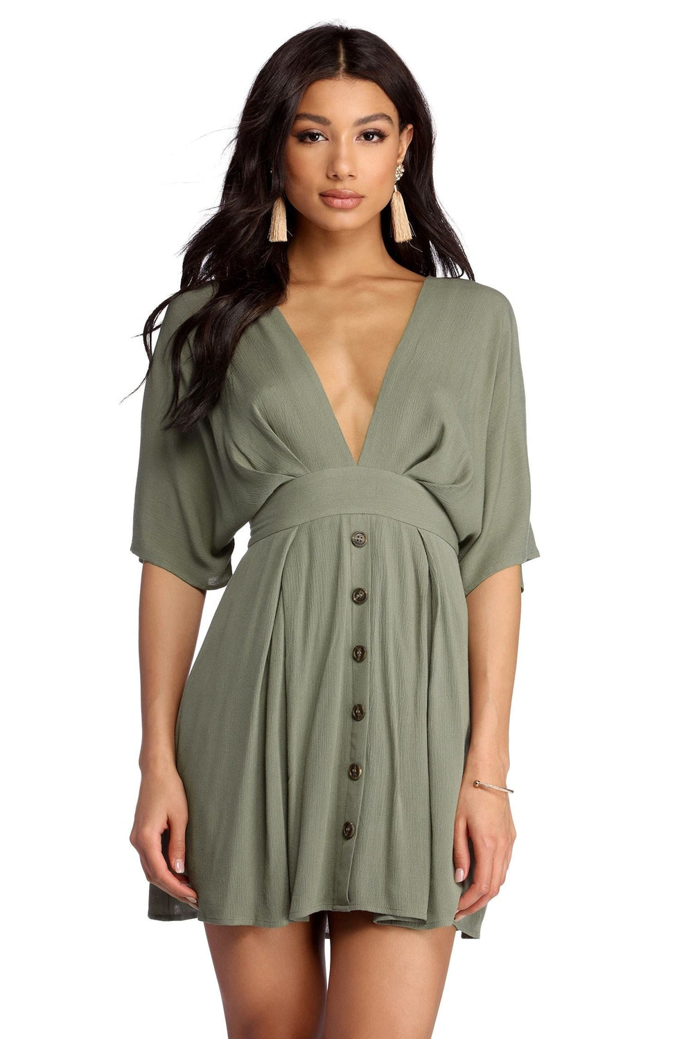 Beautifully Buttoned Skater Dress - Lady Occasions