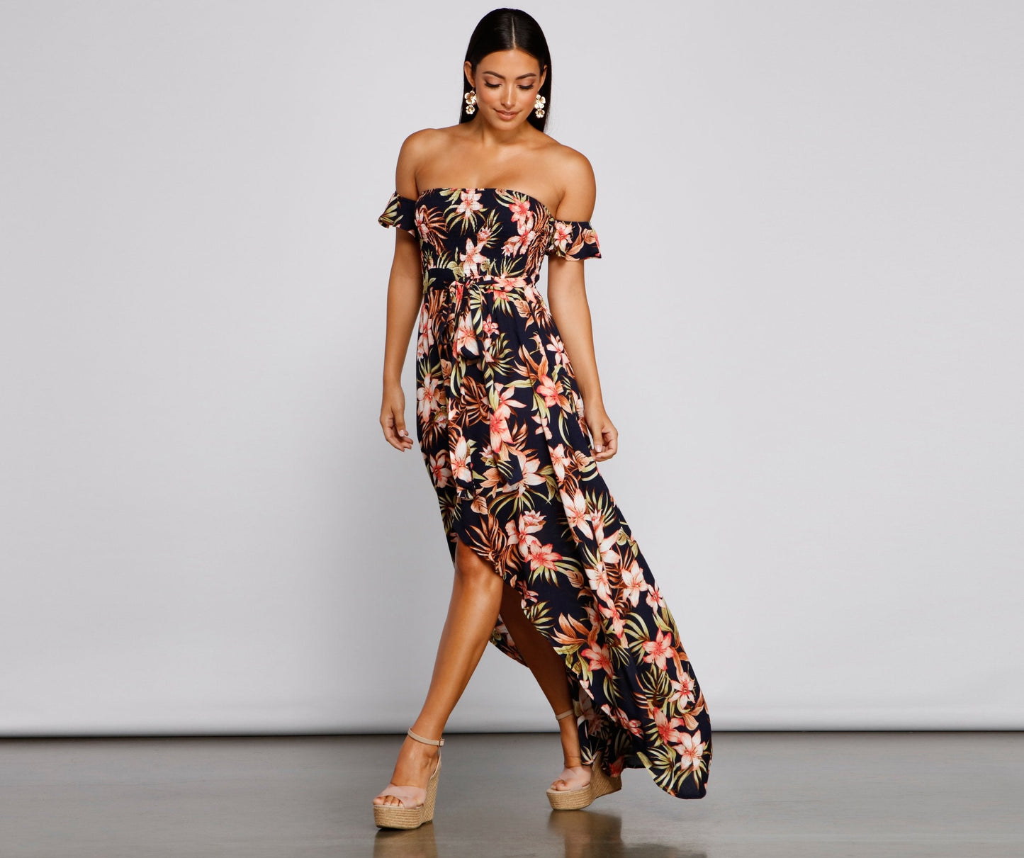 Tropical Sunsets Stylish Maxi Dress