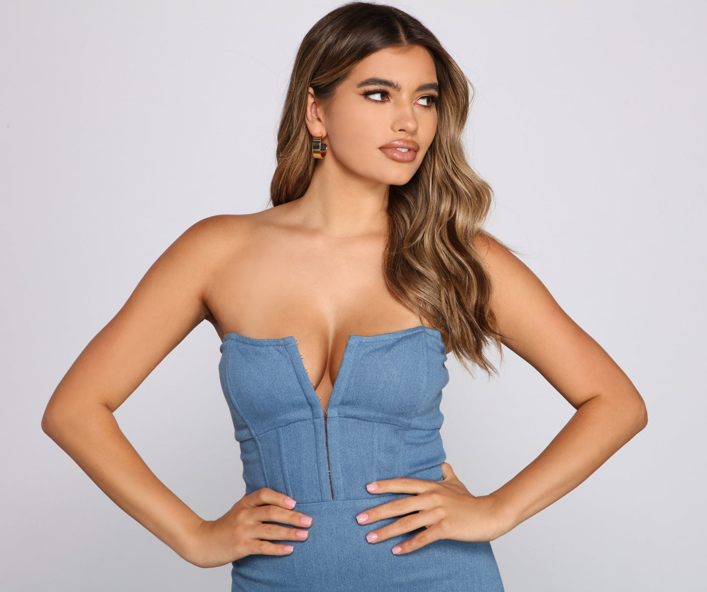 Hooked In Stylish Denim Mini Dress