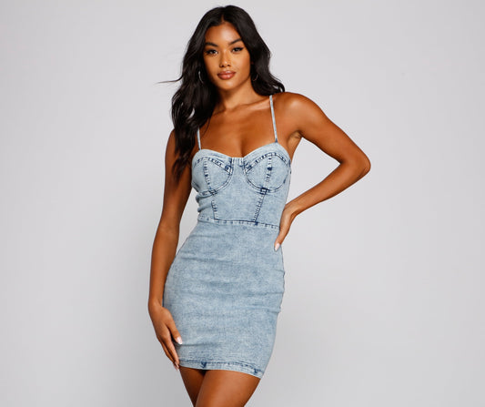 Style Icon Denim Mini Dress - Lady Occasions