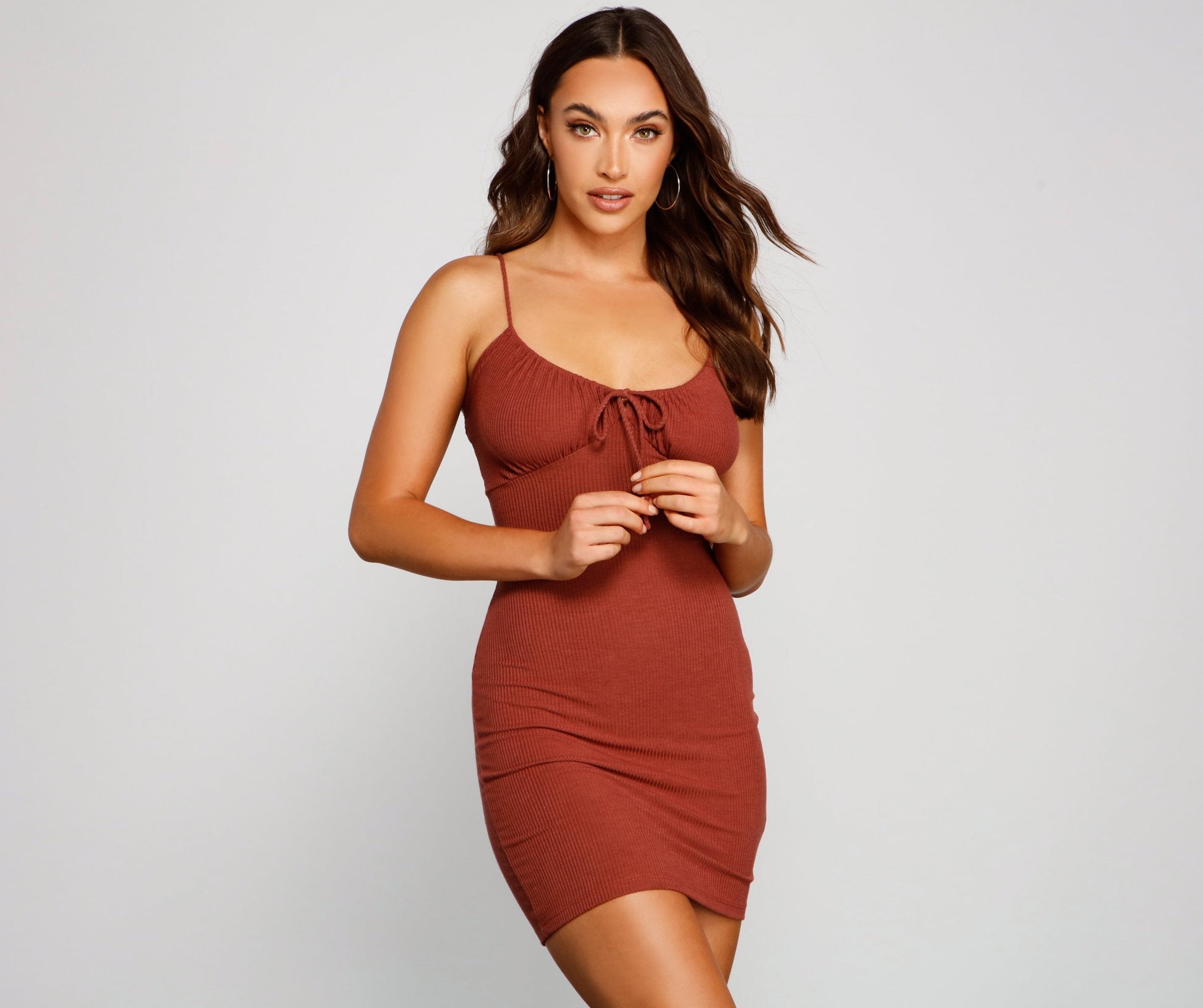 What's The Scoop Ribbed Knit Mini Dress - Lady Occasions