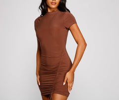 Own That Ruched Charming Tie Bodycon Dress