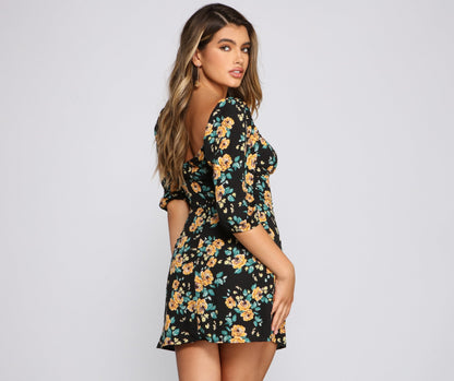 Floral Frenzy Off Charming The Shoulder Skater Dress