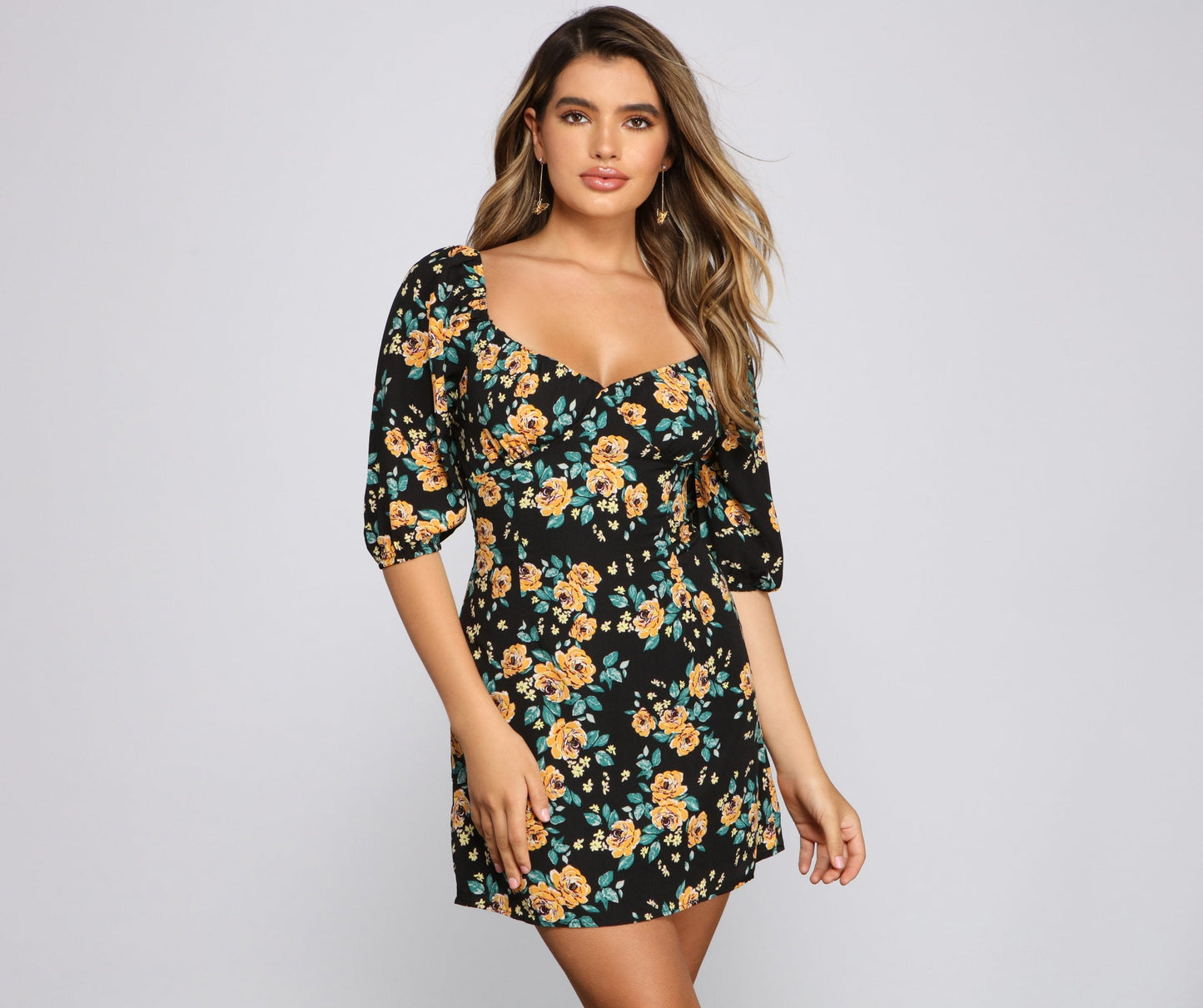 Floral Frenzy Off Charming The Shoulder Skater Dress