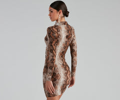 Stun In Snake Charming Print Button-Down Dress