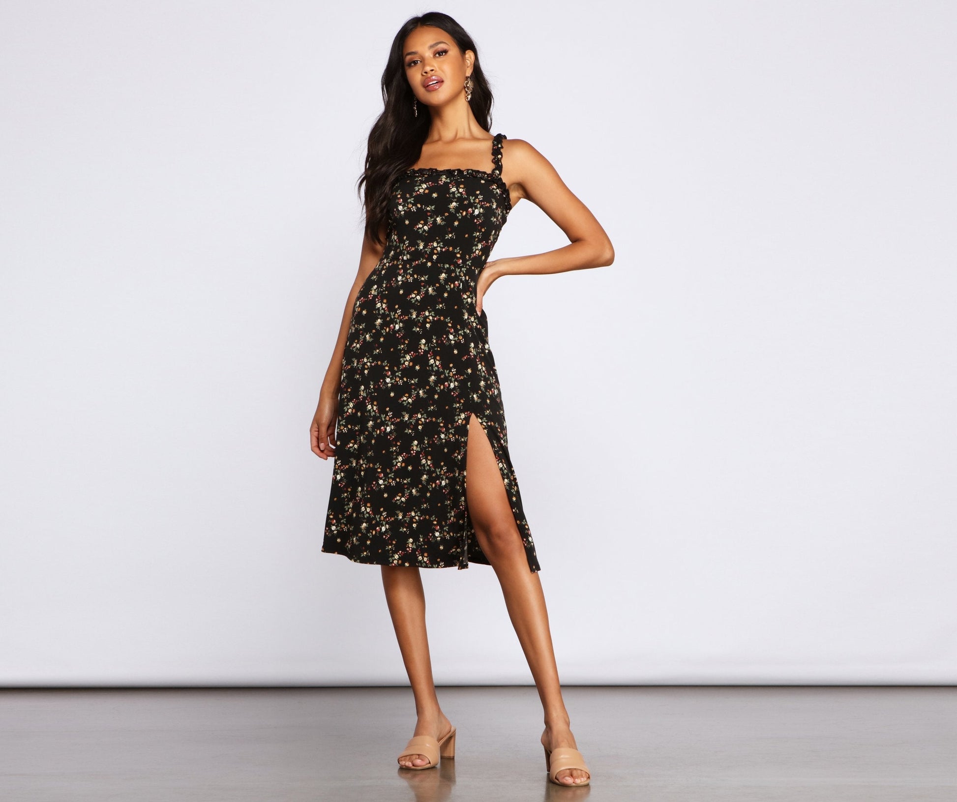 Floral Babe Sleeveless Midi Dress - Lady Occasions