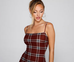 Pretty In Stylish Plaid Mini Dress