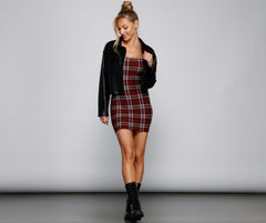Pretty In Stylish Plaid Mini Dress