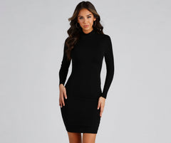 Falling For Chic Mock Neck Dress - Lady Occasions