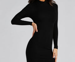 Falling For Chic Charming Mock Neck Dress