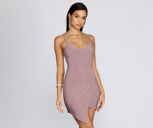 Glitter Wrap Knit Mini Dress - Lady Occasions