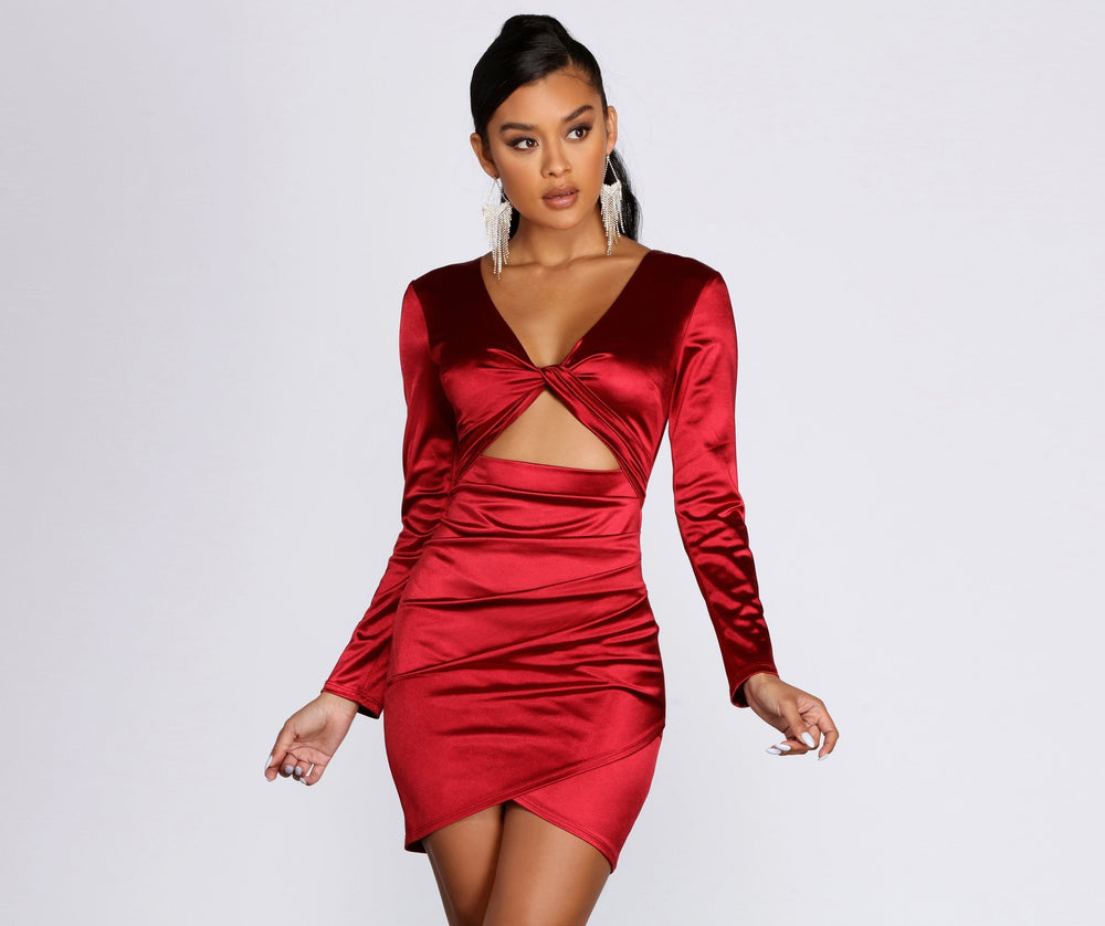 Twist of Fate Satin Mini Dress - Lady Occasions