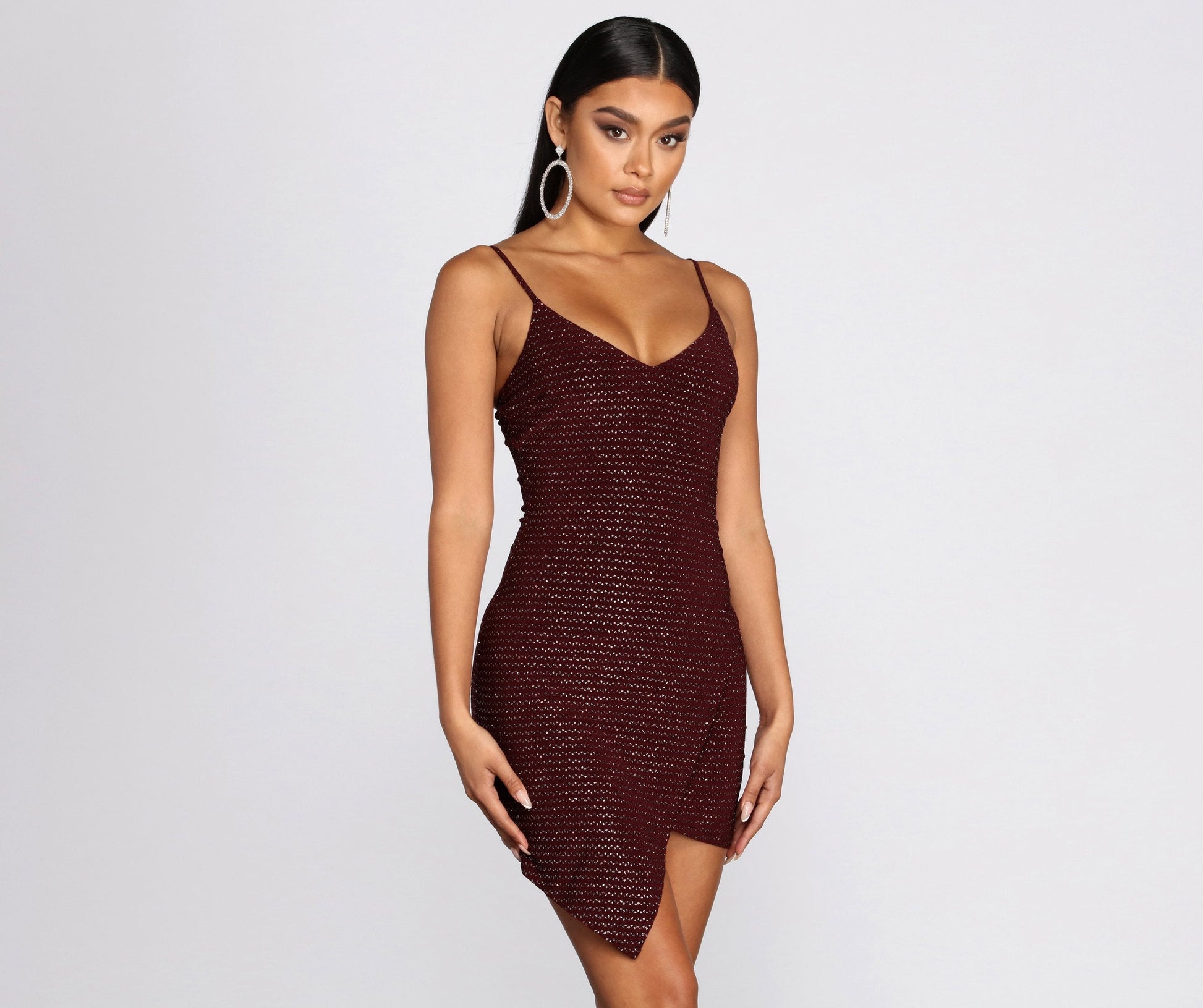 Glitter Wrap Knit Mini Dress - Lady Occasions