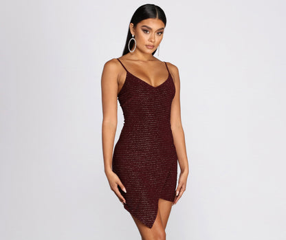 Glitter Wrap Knit Mini Dress - Lady Occasions