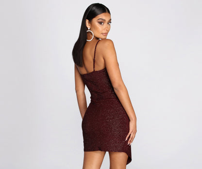 Glitter Wrap Stylish Knit Mini Dress