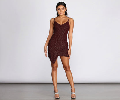 Glitter Wrap Stylish Knit Mini Dress