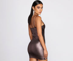 Metallic Magic Stylish Ruched Mini Dress